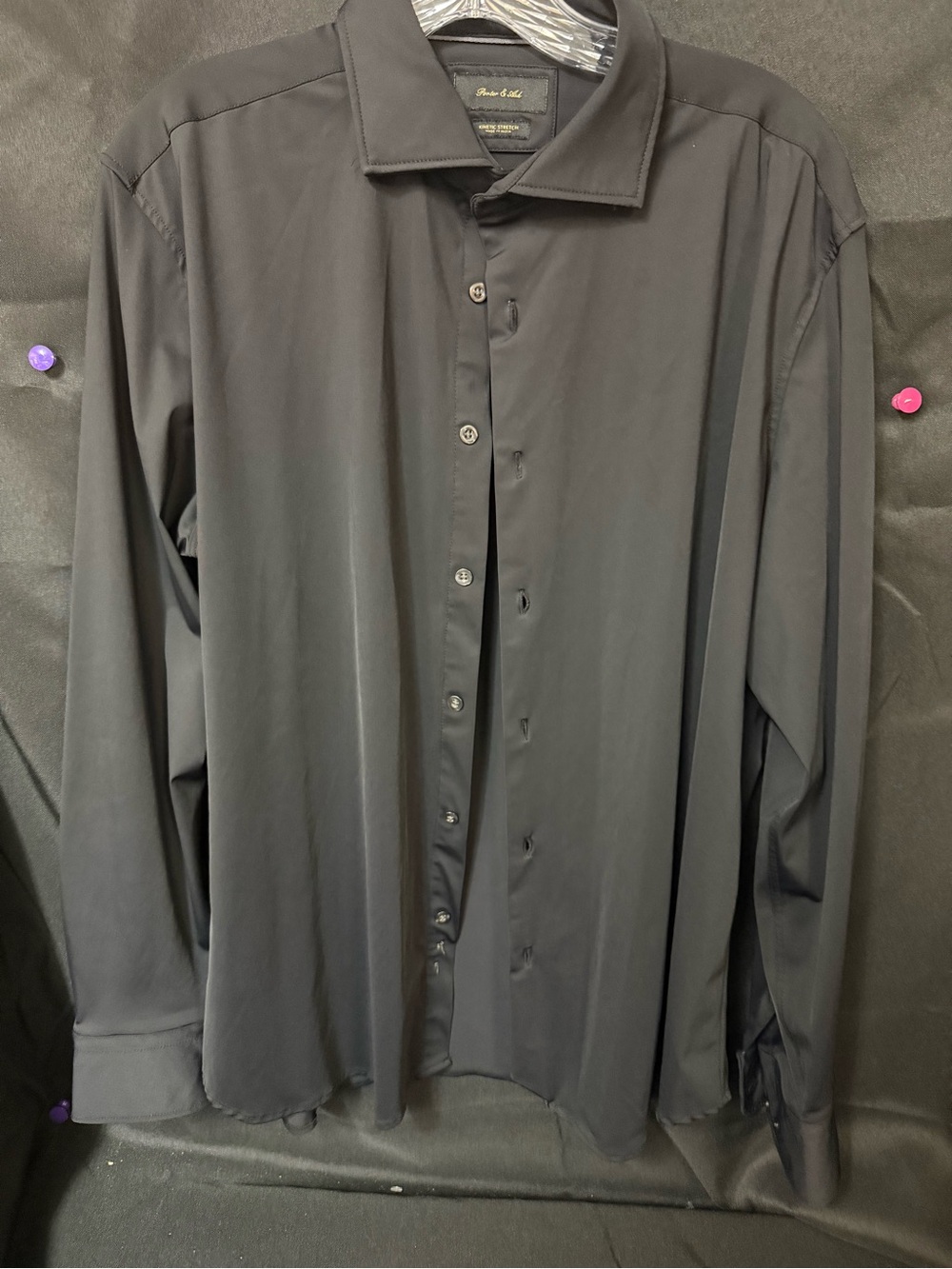 Porter &Ash Men's Black Button-Up Dress Shirt